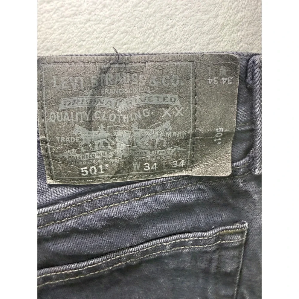 Levis 501 Jeans Mens 34x34 Dark Wash Straight Leg Button Fly Denim